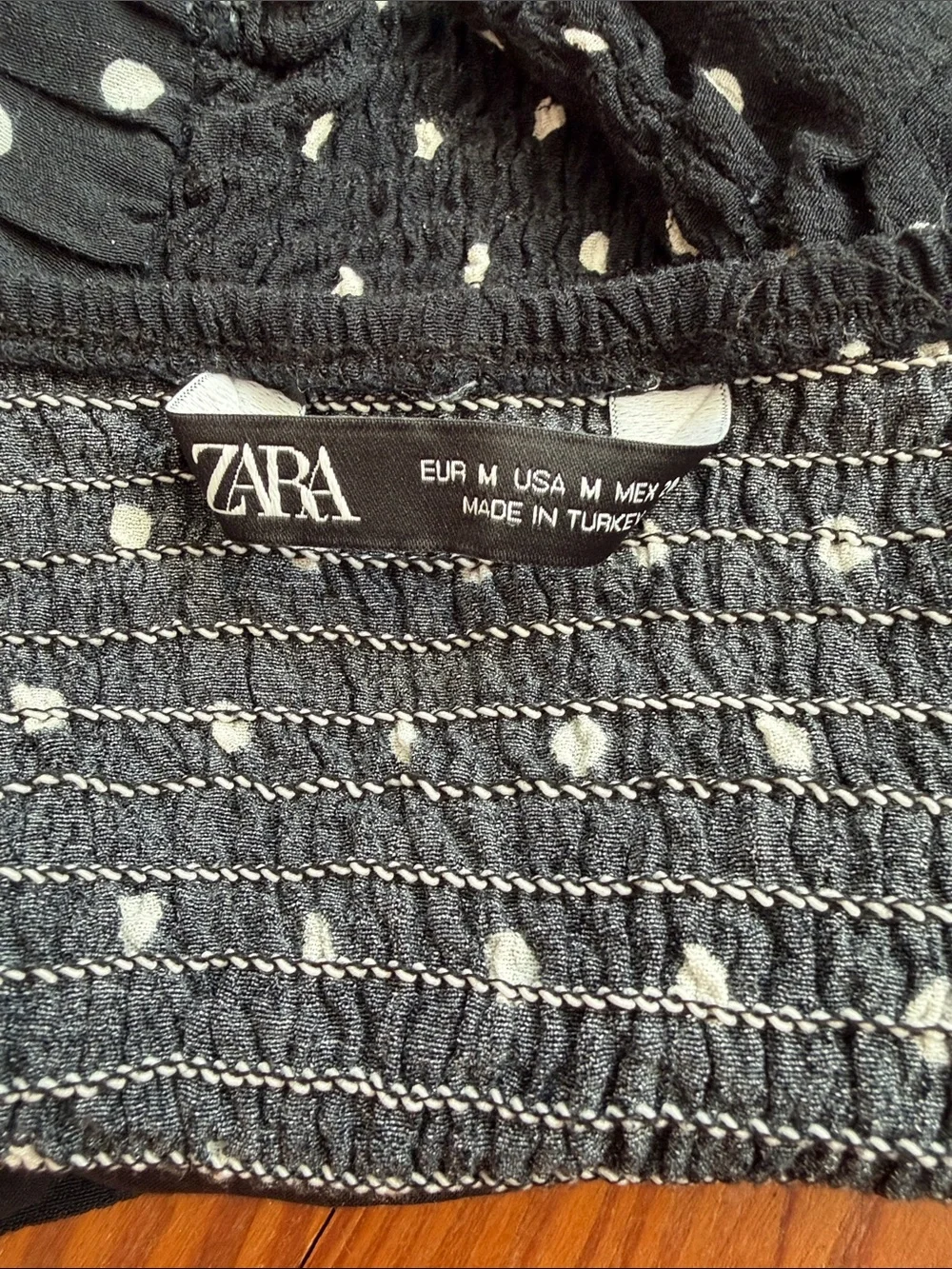 Zara Black Polka Dot Puff Sleeve Blouse Size Medium